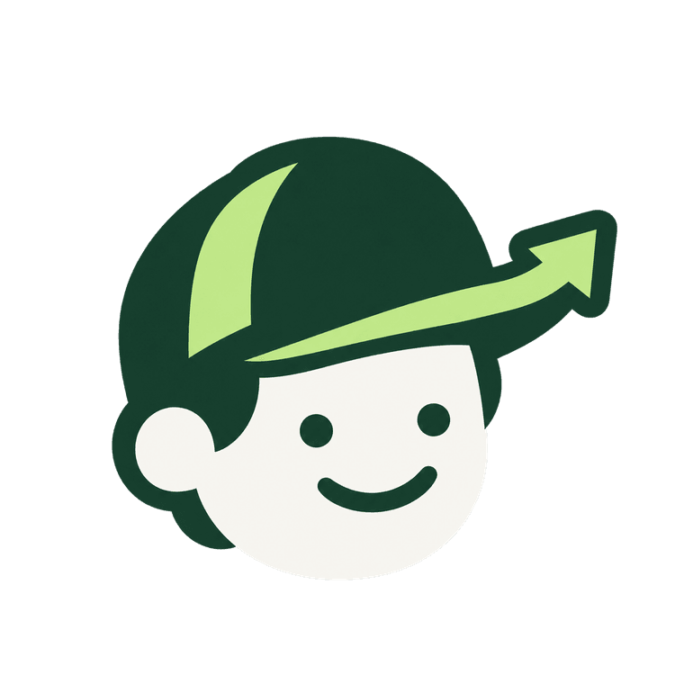 Founder Scout wearing a cap shaped like an upward chart arrow